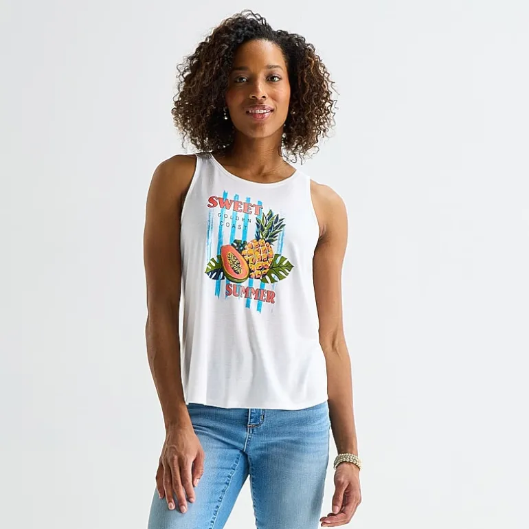 St. John's Bay Womens Tall Round Neck Sleeveless Tank Top