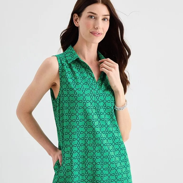 St. John's Bay Womens Tall Sleeveless Shirt Dress