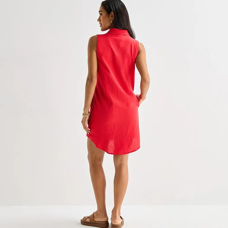 St. John's Bay Womens Tall Sleeveless Shirt Dress