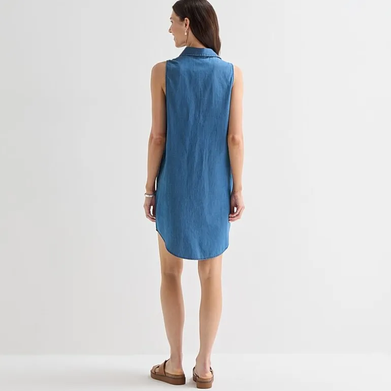 St. John's Bay Womens Tall Sleeveless Shirt Dress