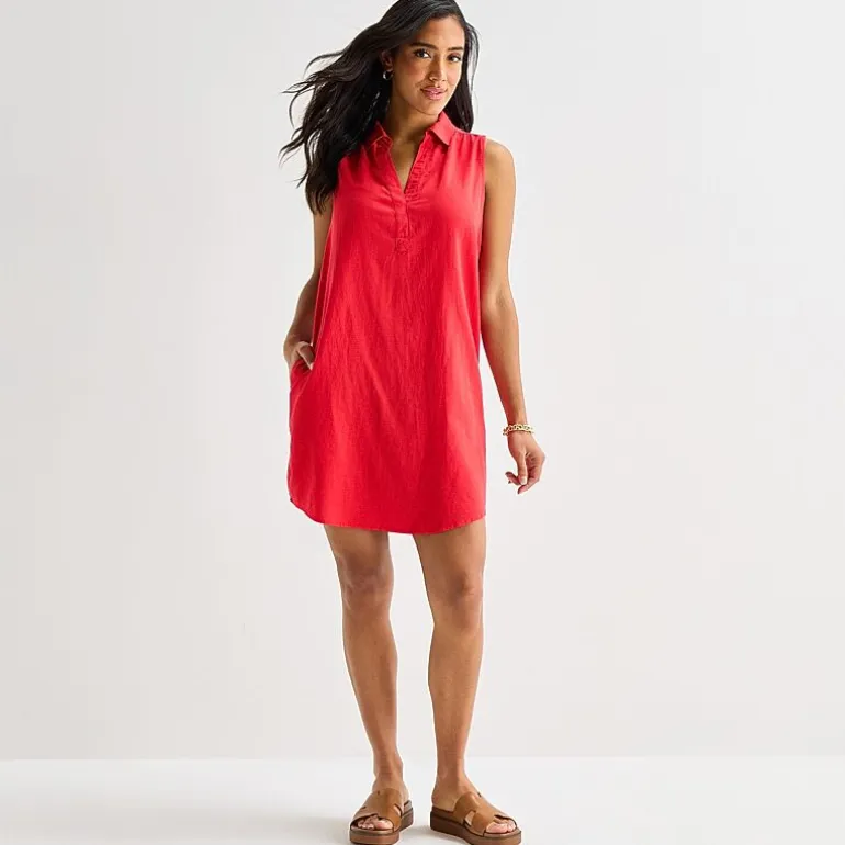 St. John's Bay Womens Tall Sleeveless Shirt Dress