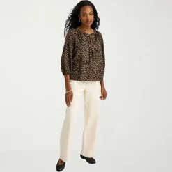 St. John's Bay Womens Tall Split Tie Neck 3/4 Sleeve Blouse