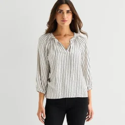 St. John's Bay Womens Tall Split Tie Neck 3/4 Sleeve Blouse