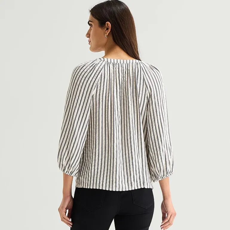 St. John's Bay Womens Tall Split Tie Neck 3/4 Sleeve Blouse