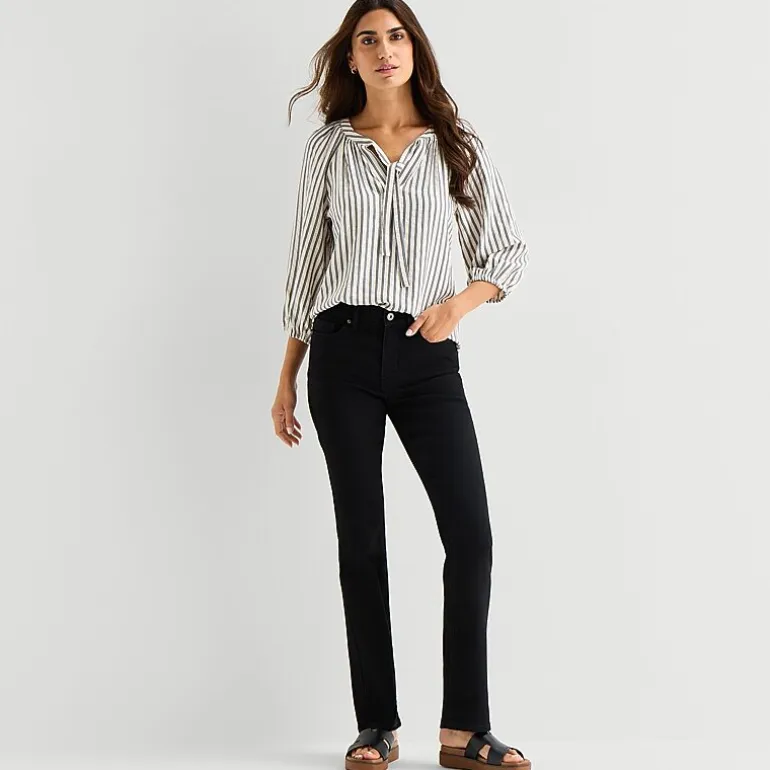 St. John's Bay Womens Tall Split Tie Neck 3/4 Sleeve Blouse