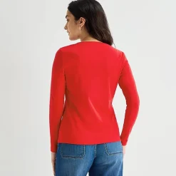 St. John's Bay Womens Tall V Neck Long Sleeve T-Shirt