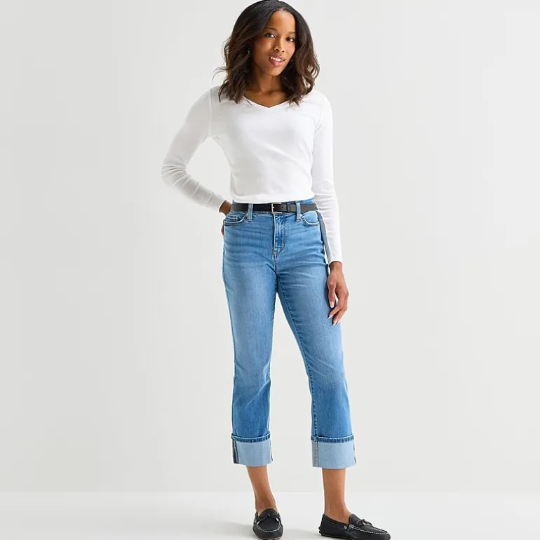 St. John's Bay Womens Tall V Neck Long Sleeve T-Shirt
