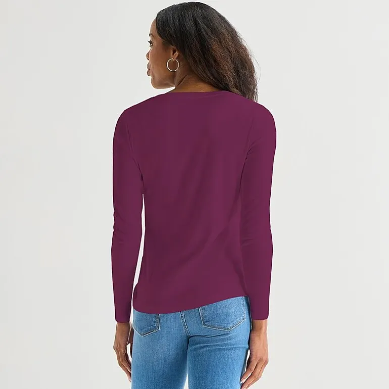 St. John's Bay Womens Tall V Neck Long Sleeve T-Shirt
