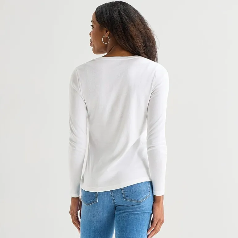 St. John's Bay Womens Tall V Neck Long Sleeve T-Shirt