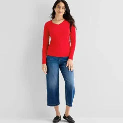St. John's Bay Womens Tall V Neck Long Sleeve T-Shirt