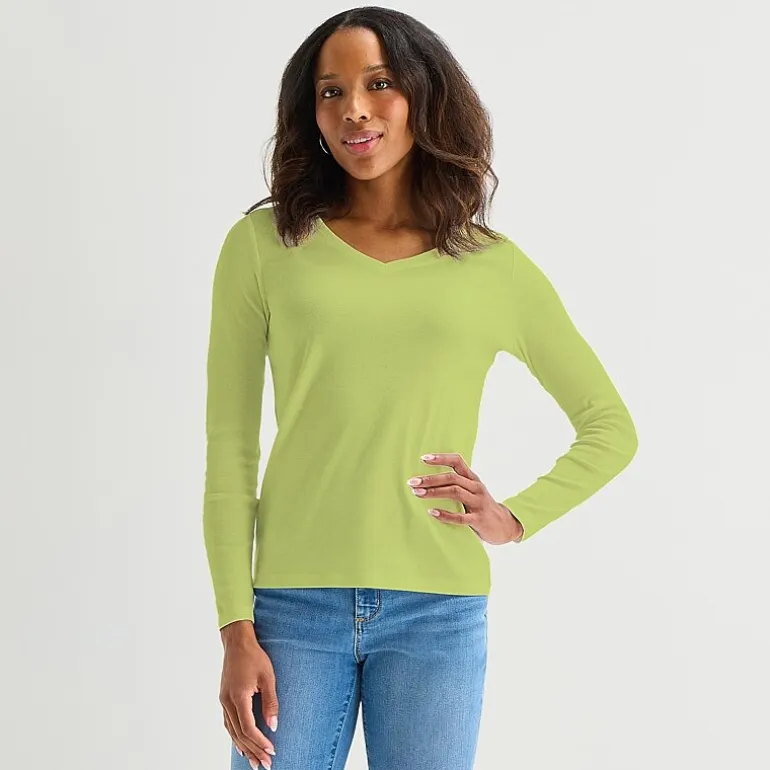 St. John's Bay Womens Tall V Neck Long Sleeve T-Shirt