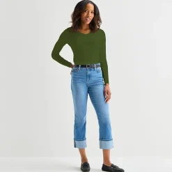 St. John's Bay Womens Tall V Neck Long Sleeve T-Shirt
