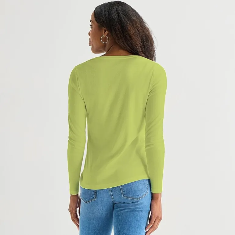 St. John's Bay Womens Tall V Neck Long Sleeve T-Shirt