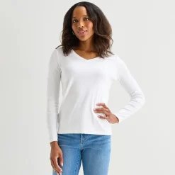 St. John's Bay Womens Tall V Neck Long Sleeve T-Shirt