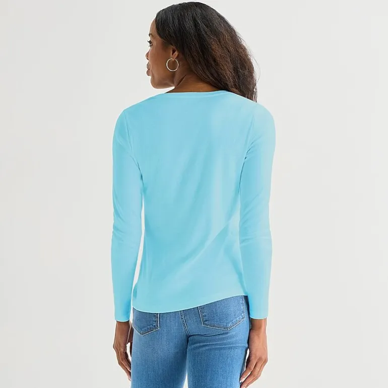 St. John's Bay Womens Tall V Neck Long Sleeve T-Shirt