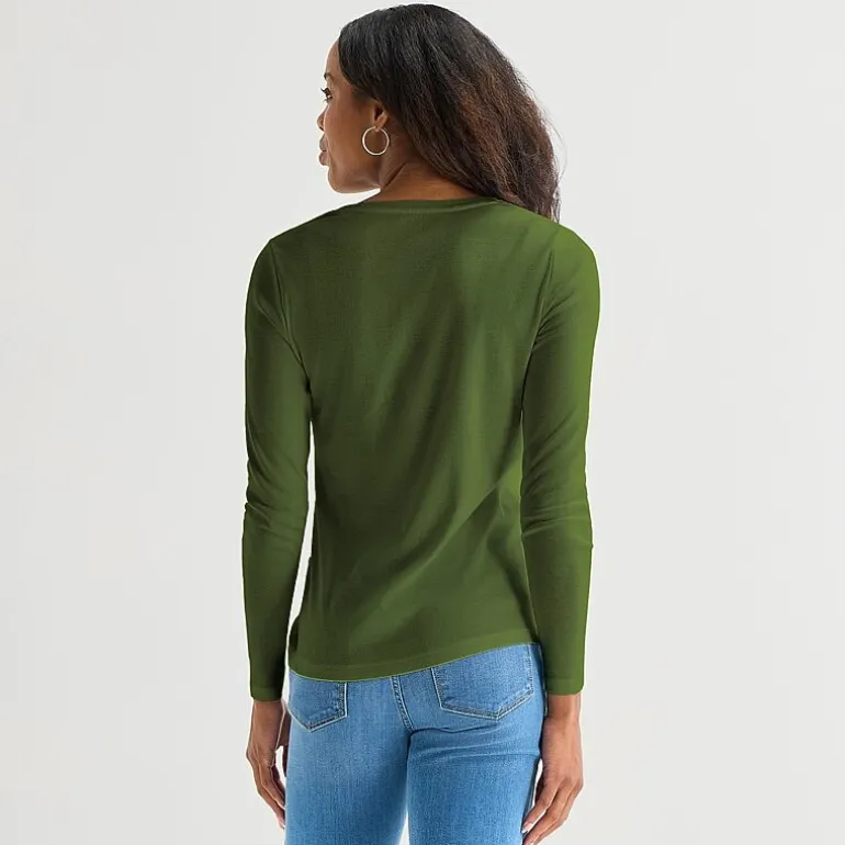 St. John's Bay Womens Tall V Neck Long Sleeve T-Shirt