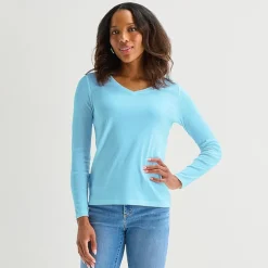 St. John's Bay Womens Tall V Neck Long Sleeve T-Shirt