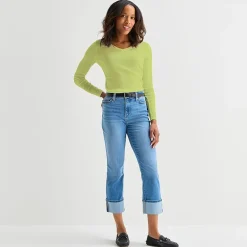 St. John's Bay Womens Tall V Neck Long Sleeve T-Shirt