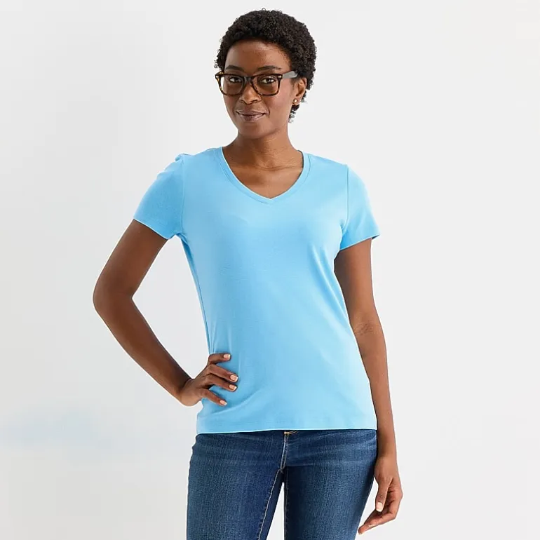St. John's Bay Womens Tall V Neck Short Sleeve T-Shirt