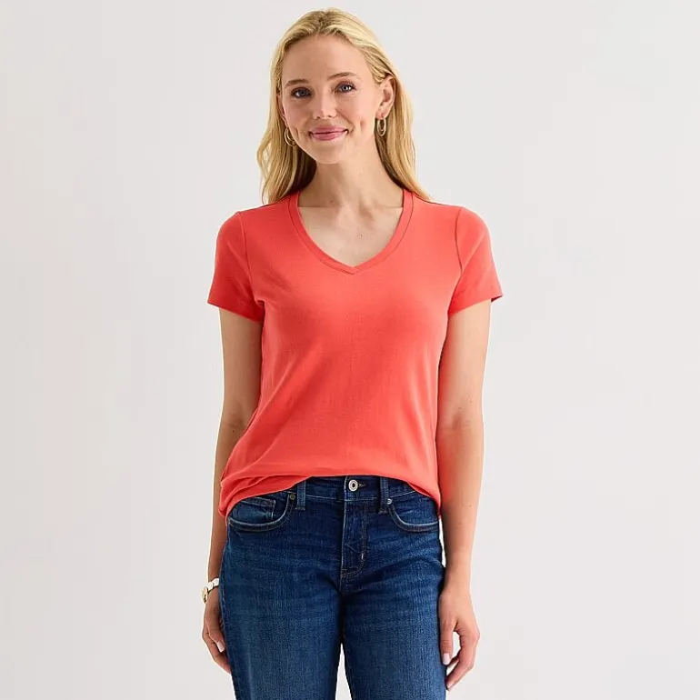 St. John's Bay Womens Tall V Neck Short Sleeve T-Shirt