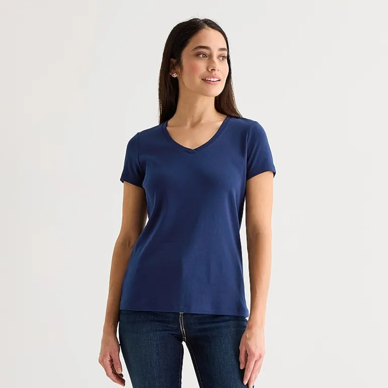 St. John's Bay Womens Tall V Neck Short Sleeve T-Shirt