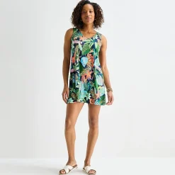 St. John's Bay Womens Tall V Neck Sleeveless Floral A-Line Dress