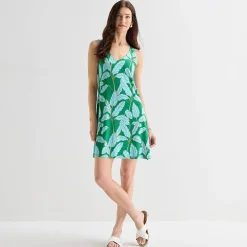 St. John's Bay Womens Tall V Neck Sleeveless Floral A-Line Dress