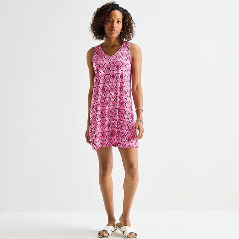 St. John's Bay Womens Tall V Neck Sleeveless Floral A-Line Dress