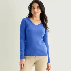 St. John's Bay Womens V Neck Long Sleeve T-Shirt