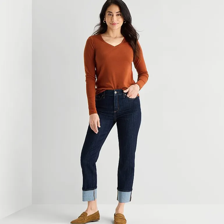 St. John's Bay Womens V Neck Long Sleeve T-Shirt
