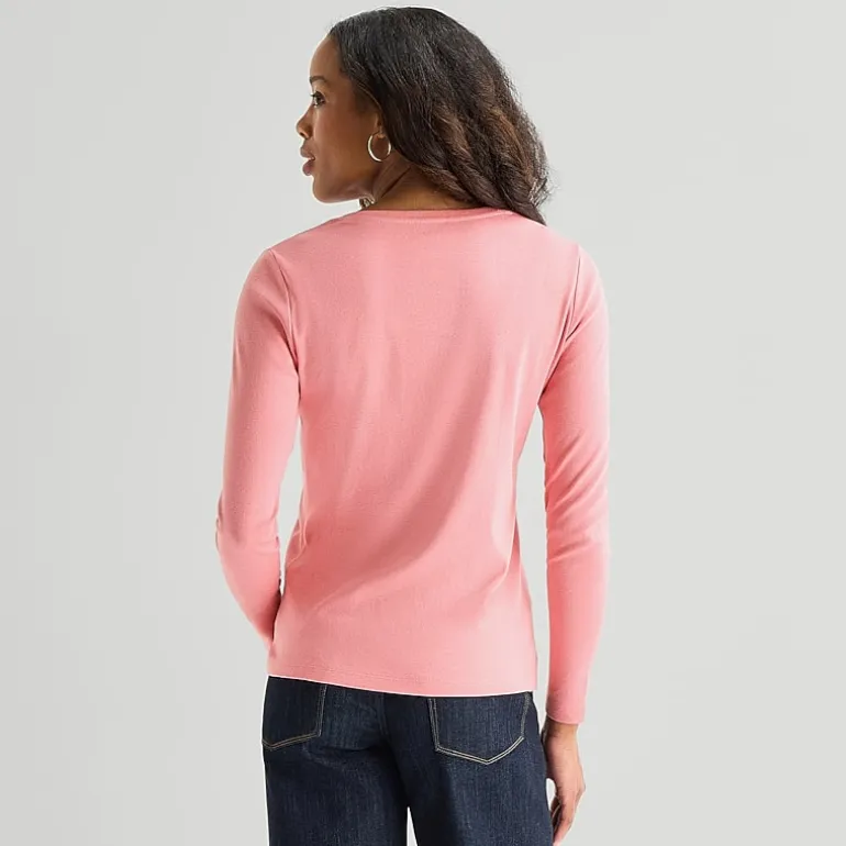 St. John's Bay Womens V Neck Long Sleeve T-Shirt