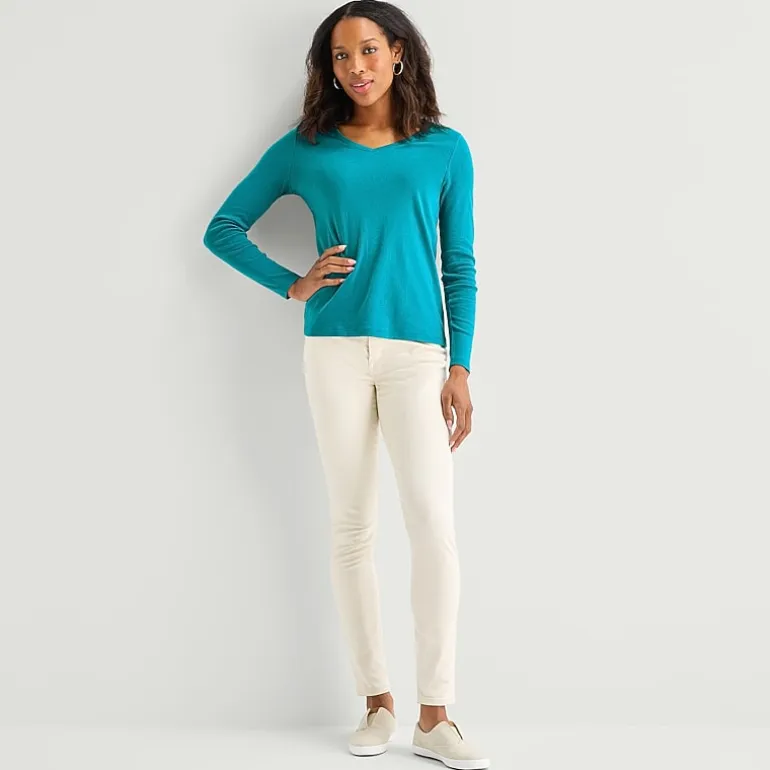 St. John's Bay Womens V Neck Long Sleeve T-Shirt
