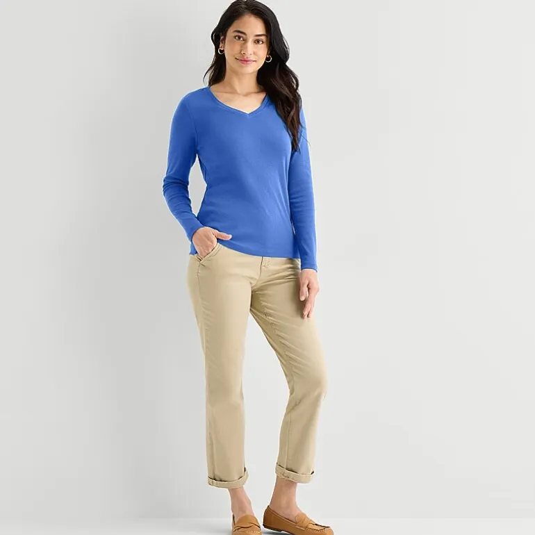 St. John's Bay Womens V Neck Long Sleeve T-Shirt