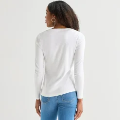 St. John's Bay Womens V Neck Long Sleeve T-Shirt