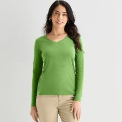 St. John's Bay Womens V Neck Long Sleeve T-Shirt