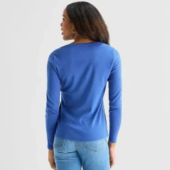 St. John's Bay Womens V Neck Long Sleeve T-Shirt