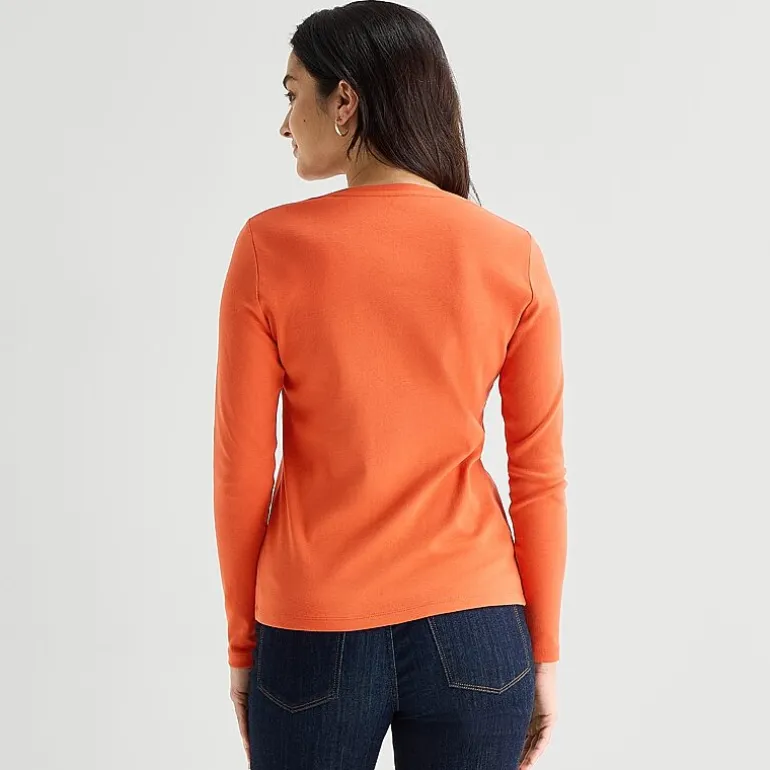 St. John's Bay Womens V Neck Long Sleeve T-Shirt