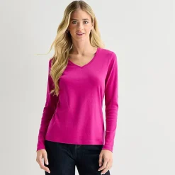 St. John's Bay Womens V Neck Long Sleeve T-Shirt