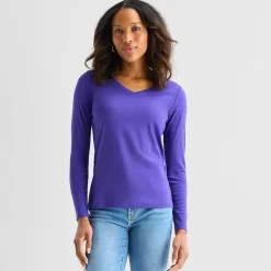 St. John's Bay Womens V Neck Long Sleeve T-Shirt