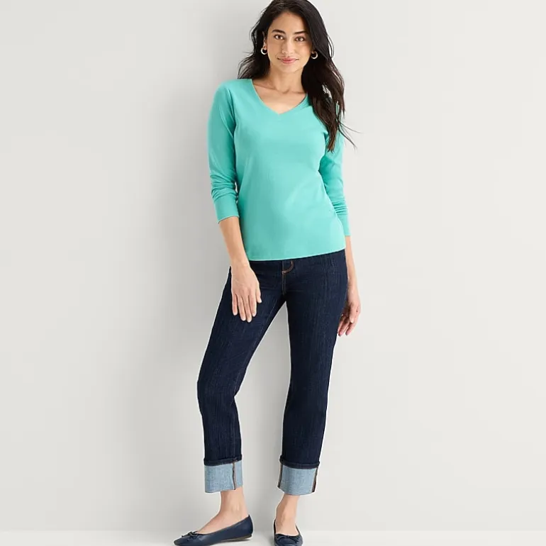 St. John's Bay Womens V Neck Long Sleeve T-Shirt