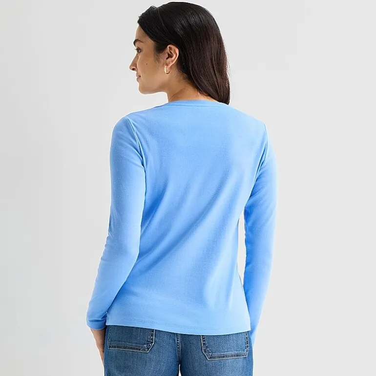 St. John's Bay Womens V Neck Long Sleeve T-Shirt