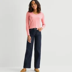 St. John's Bay Womens V Neck Long Sleeve T-Shirt