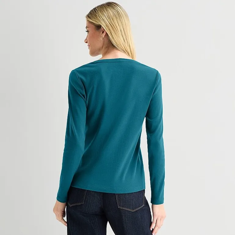 St. John's Bay Womens V Neck Long Sleeve T-Shirt