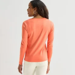 St. John's Bay Womens V Neck Long Sleeve T-Shirt