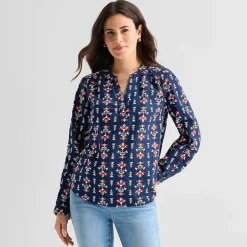 St. John's Bay Womens V Neck Long Sleeve Blouse