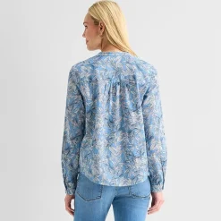 St. John's Bay Womens V Neck Long Sleeve Blouse