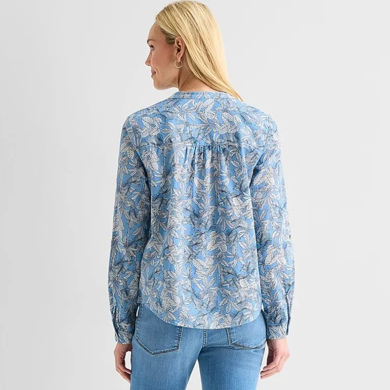 St. John's Bay Womens V Neck Long Sleeve Blouse
