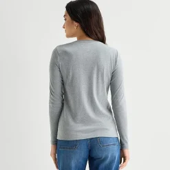 St. John's Bay Womens V Neck Long Sleeve T-Shirt