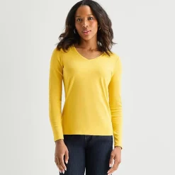 St. John's Bay Womens V Neck Long Sleeve T-Shirt