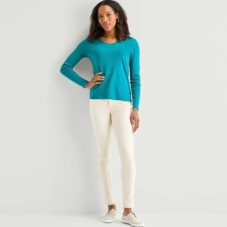 St. John's Bay Womens V Neck Long Sleeve T-Shirt
